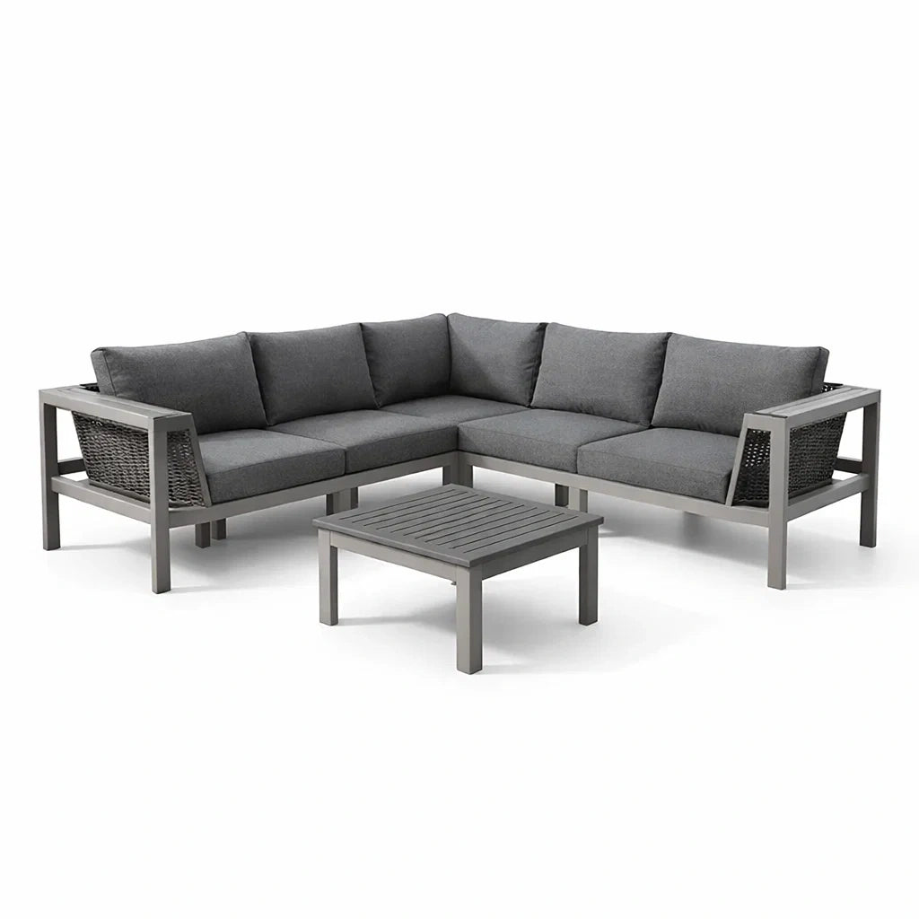 Ensemble de canapés d'angle en aluminium avec coussins - 2026