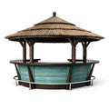 Kiosque à bar en bois et métal avec toit en chaume marron vert 300x200x250 cm - 2026