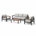 Ensemble de mobilier d'extérieur en aluminium avec coussins en polyester gris - 2026