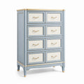 Commode en bois bleu et crème avec 8 tiroirs et poignées dorées - 2026