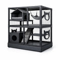 Cage à chat à trois niveaux en métal et polyester noir - 2026