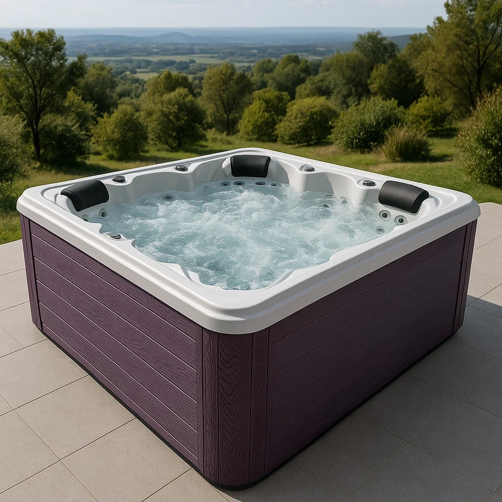 Jacuzzi extérieur rectangulaire 4 places en acrylique violet - 2026