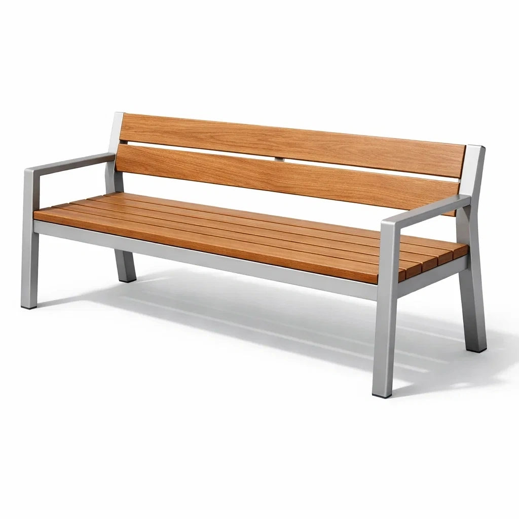 Banc de jardin en bois et aluminium - 2026