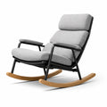 Fauteuil à bascule d’intérieur en métal et chêne avec revêtement gris - 2026