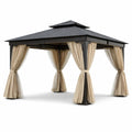 Pavillon de jardin en aluminium avec rideaux amovibles en polyester - 2026