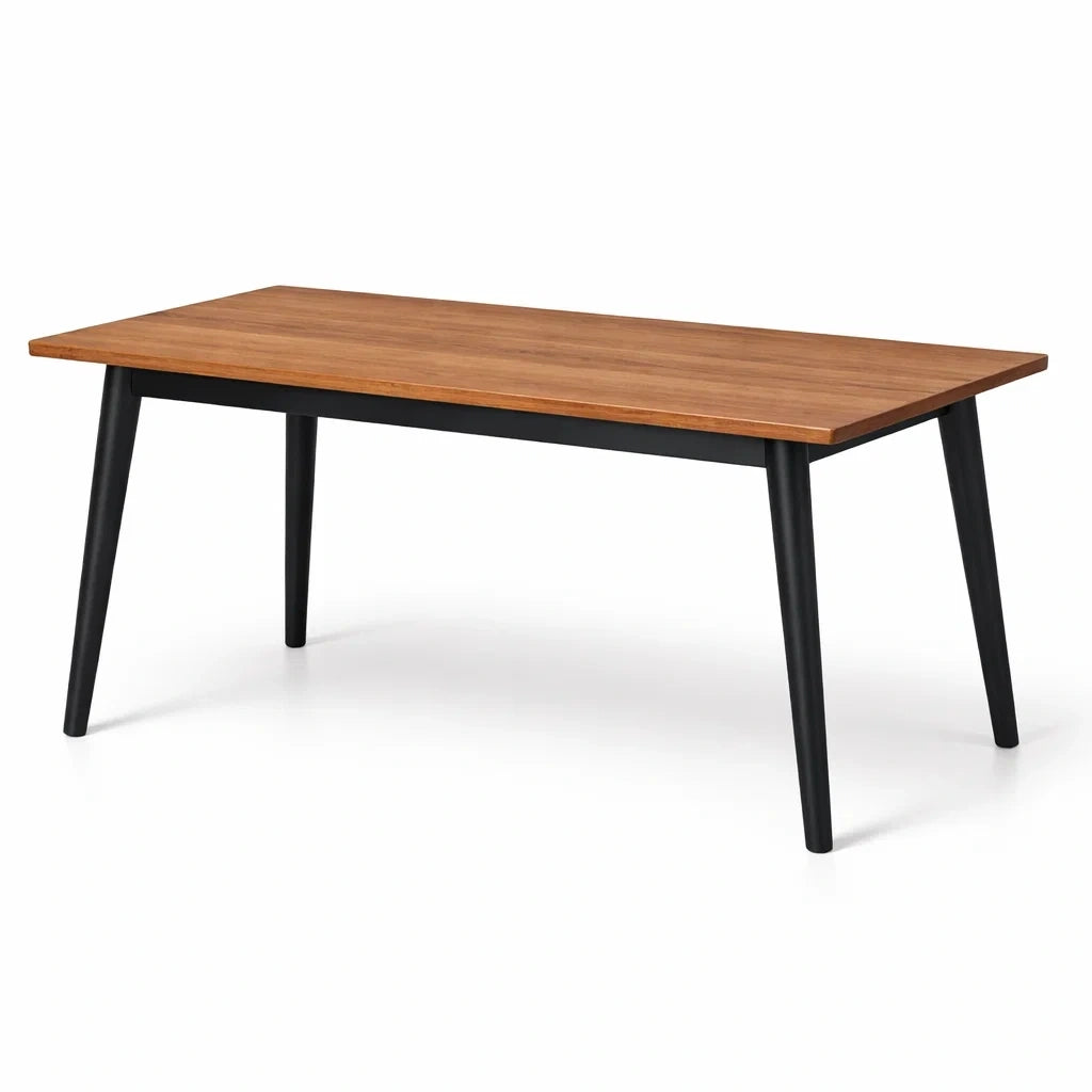 Table à manger rectangulaire en bois avec pieds en métal noir 150x90x75 cm - 2026