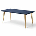 Table à manger rectangulaire en bois et métal bleu et or 120x60x75 cm - 2026