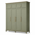 Armoire à 8 portes en panneaux de bois vert olive avec détails dorés, 180 × 55 × 220 cm - 2026