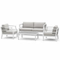 Ensemble de salon en aluminium blanc avec coussins en tissu polyester gris - 2026