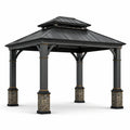 Pavillon de jardin en acier avec toit double couche et base en pierre - 2026