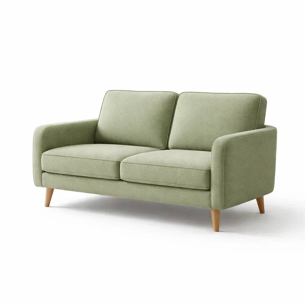 Canapé en tissu vert avec pieds en bois - 2026