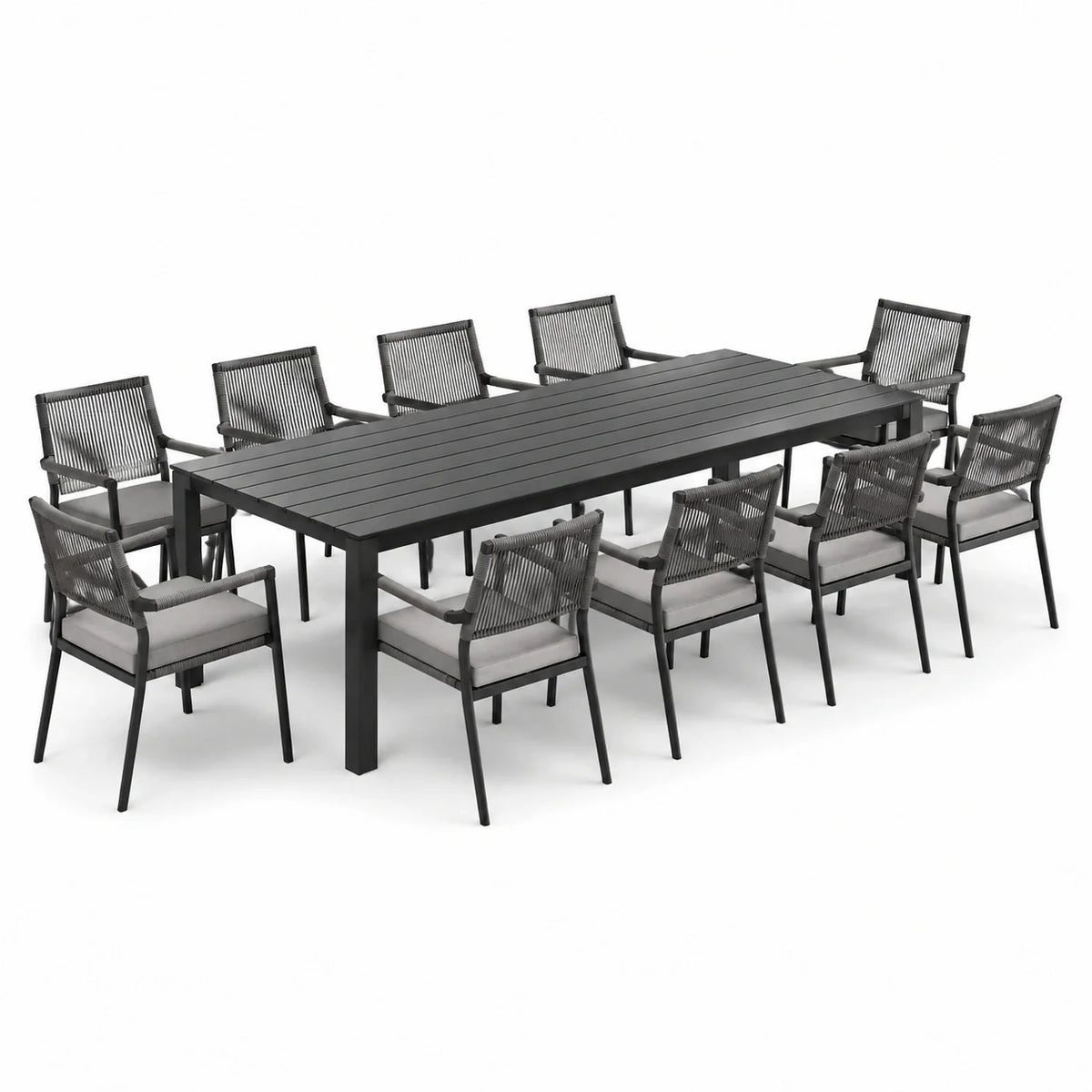 Ensemble de jardin en aluminium noir pour 10 personnes - 2026