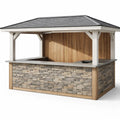 Kiosque bar de jardin en bois de cèdre et pierre 250 x 150 x 250 cm - 2026