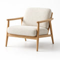 Fauteuil en bois de chêne avec tissu bouclé beige - 2026