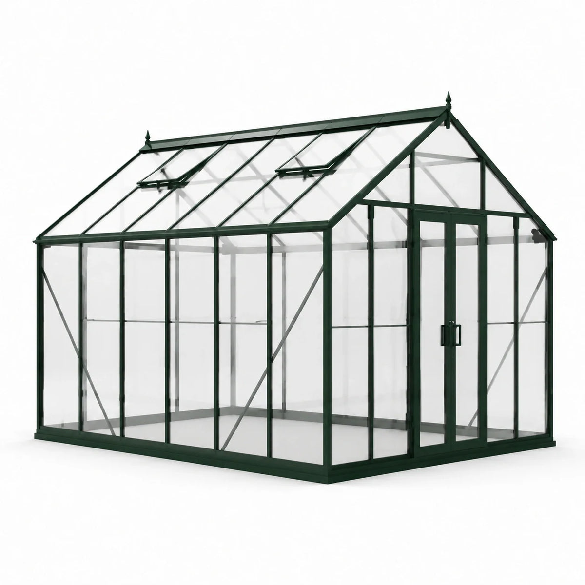 Serre de jardin en aluminium et verre trempé 300x250x220 cm vert - 2026