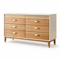 Commode en bois et métal avec 6 tiroirs chêne et blanc - 2026