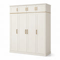 Armoire blanche en bois avec poignées dorées 200x60x240 cm - 2026