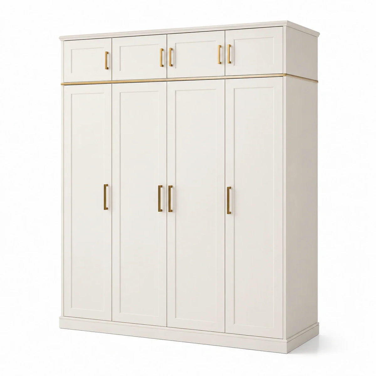Armoire blanche en bois avec poignées dorées 200x60x240 cm - 2026