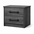 Table de chevet en bois composite gris avec 2 tiroirs - 2026