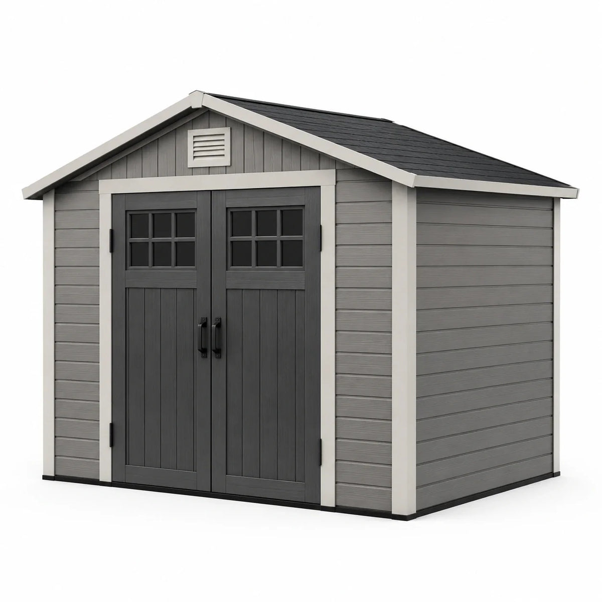 Abri de jardin en plastique avec toit incliné gris/noir 185x152x226 cm - 2026
