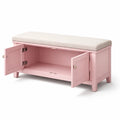 Banc de rangement en bois rose avec coussin en tissu - 2026