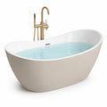 Baignoire îlot en acrylique blanc et beige avec mitigeur - 2026