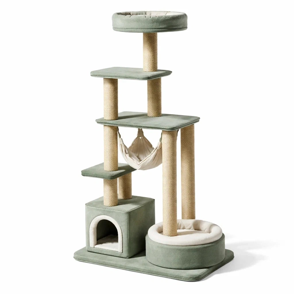 Arbre à chat en sisal et tissu avec hamac et niche - 2026