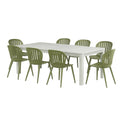 Ensemble table et chaises de terrasse en métal avec 8 chaises en polypropylène vertes - 2026