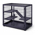 Cage à chat en métal noir pour petits animaux avec plateformes et rampe - 2026