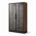 Armoire en bois mdf avec portes en verre trempé 180x90x40 - 2026