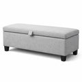 Banc de rangement en tissu polyester gris avec pieds en plastique - 2026