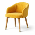Chaises de salle à manger en velours jaune avec pieds en bois et embouts métalliques - 2026