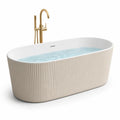 Baignoire îlot en acrylique beige avec robinet en laiton doré - 2026