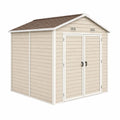 Abri de jardin en résine beige avec toit marron 182 x 240 x 220 cm - 2026