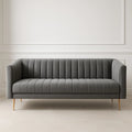 Canapés canapé trois places tissu gris pieds métal doré 200 cm - 2026
