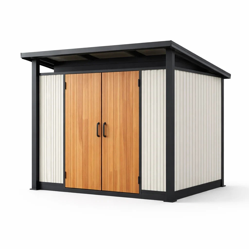 Abri de jardin en métal et bois avec toit en pente 258x183x214 cm - 2026