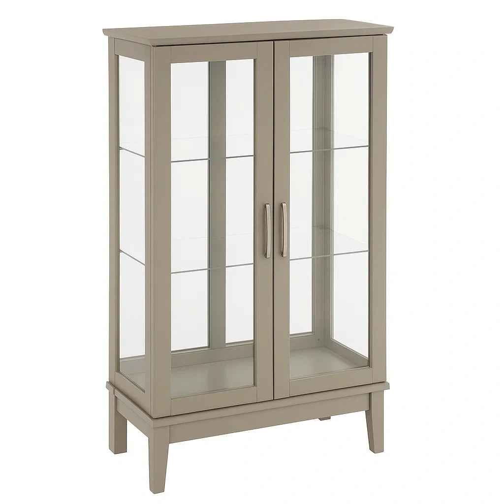 Vitrine Bois et Verre Trempé Beige H125 L75 P35 cm - 2026