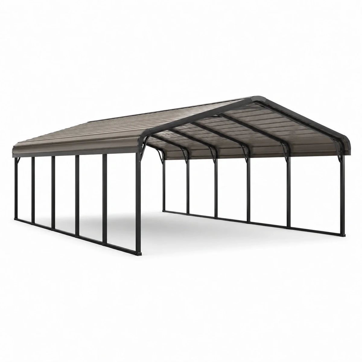 Abri voiture en acier et polycarbonate 600x300x260 cm marron/noir - 2026