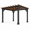 Pergola en aluminium et bois noir et marron 300 cm x 300 cm - 2026