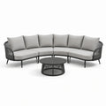 Salon de jardin en aluminium et corde polyester gris avec table ronde - 2026