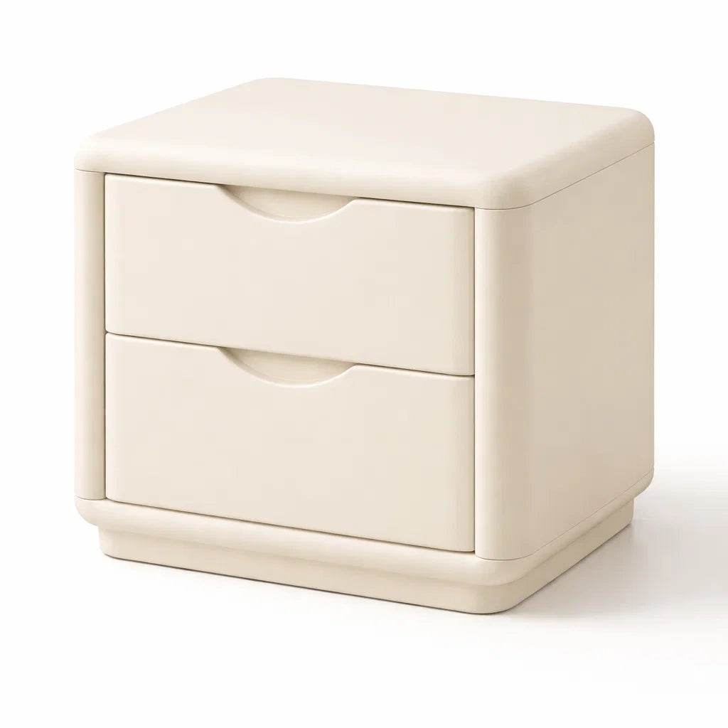 Table de chevet en bois composite crème avec 2 tiroirs - 2026