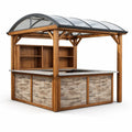 Kiosque bar de jardin en bois d’acacia et polycarbonate avec comptoirs en pierre - 2026