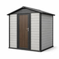 Abri de jardin en résine avec structure en acier gris et bois 185 x 152 x 226 cm - 2026