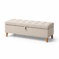 Banc de rangement en tissu polyester beige 120x40x45 cm - 2026
