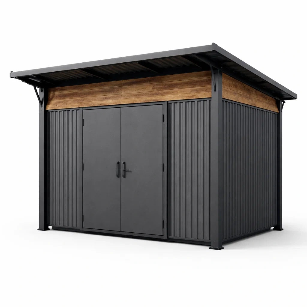 Abri de jardin en métal anthracite et bois 300x200x210 cm - 2026