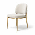 Chaises de salle à manger en tissu beige avec cadre en métal doré - 2026