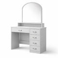 Coiffeuse en bois blanc avec miroir et 5 tiroirs - 2026