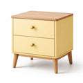 Table de chevet en bois et mdf jaune avec 2 tiroirs - 2026