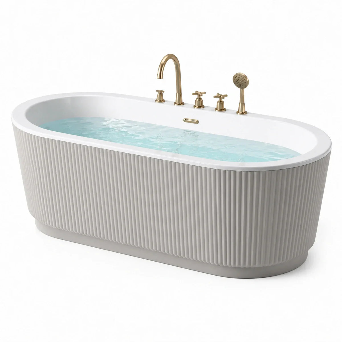 Baignoire îlot ovale en acrylique avec robinetterie en laiton - 2026