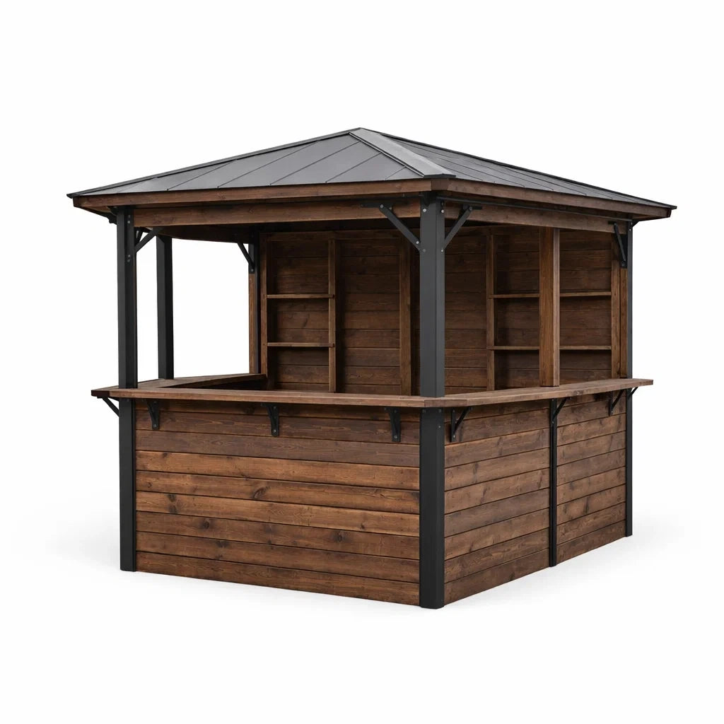 Kiosque de Jardin en Bois avec Toit en Acier Galvanisé - 2026
